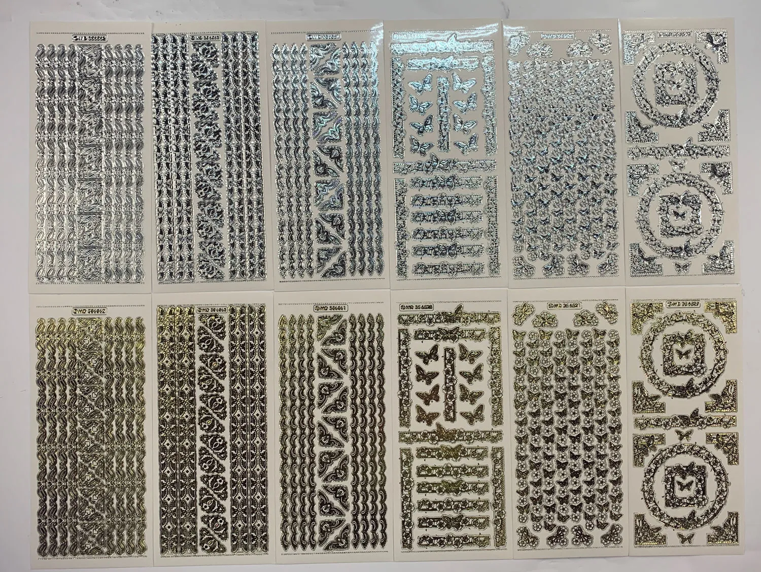 Borders & Corners Engraved Stickers, 12 sheets