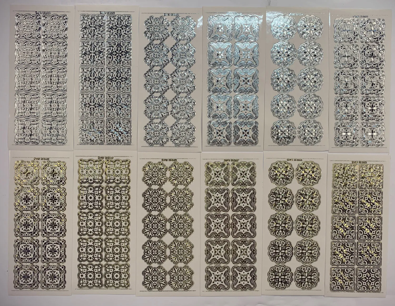 Motifs Engraved Stickers, 12 sheets