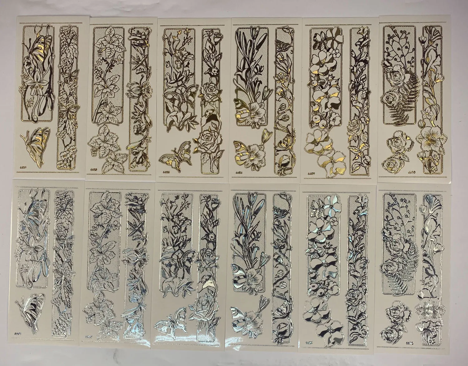 Slim Line & Regular Engraved Stickers, 12 sheets