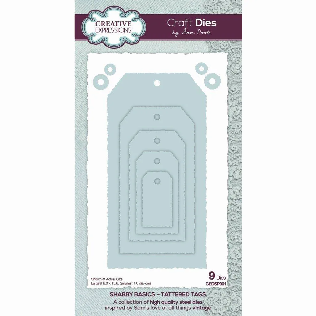 Tattered Tags Craft Dies Creative Expressions Sam Poole Shabby Basics