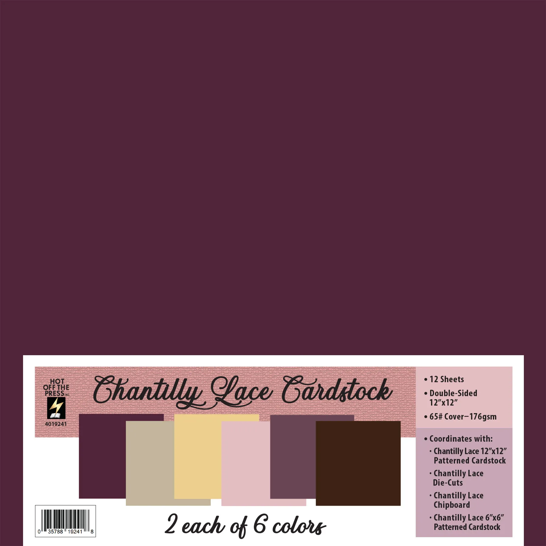 Chantilly Lace 12x12 Solid Cardstock