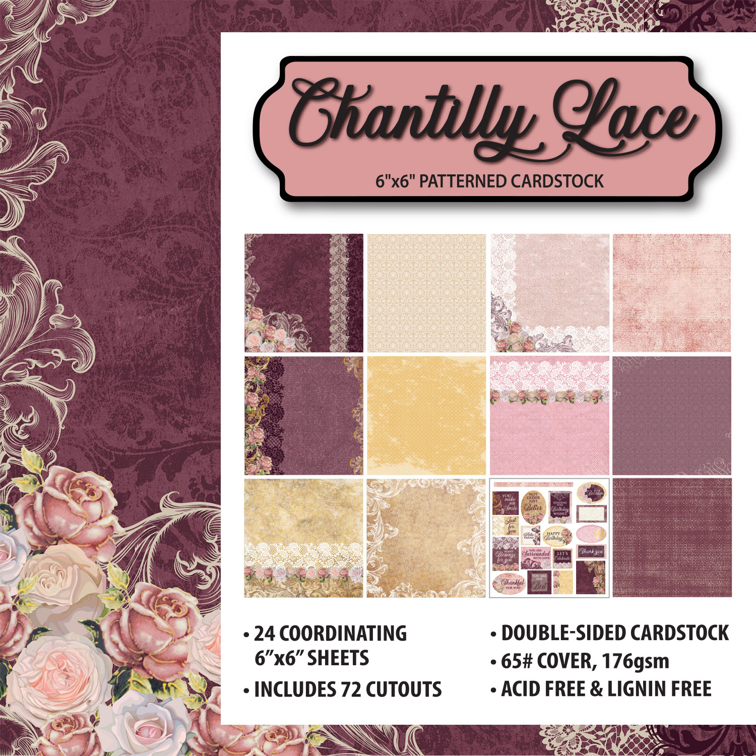 Chantilly Lace 6"x6" Patterned Cardstock