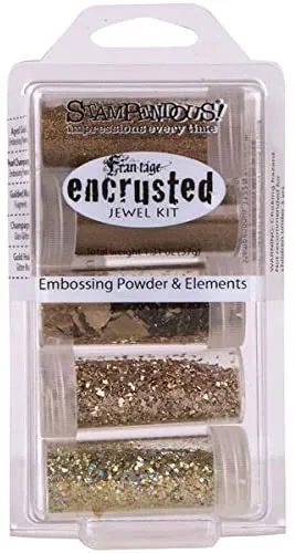 Gold Encrusted Jewel Embossing Powder & Elements Set