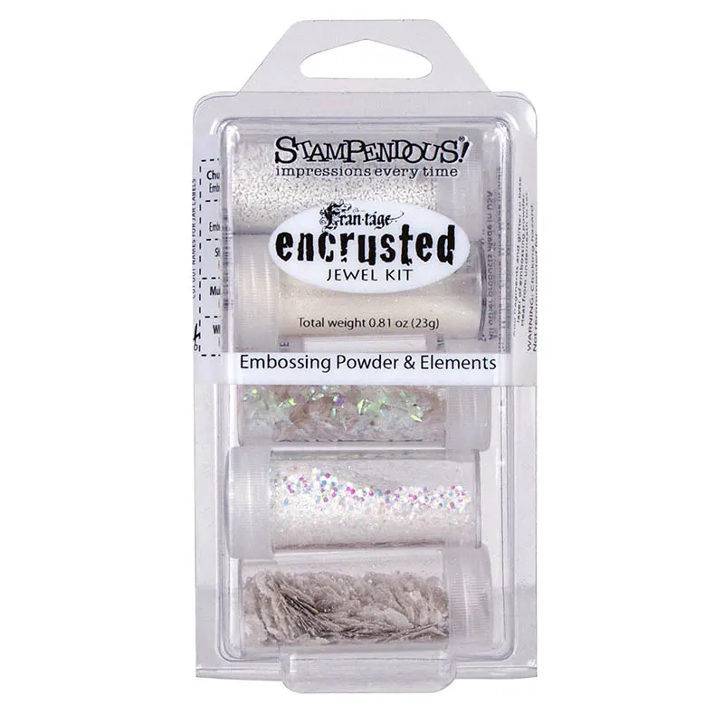 Silver Encrusted Jewel Embossing Powder & Elements Set