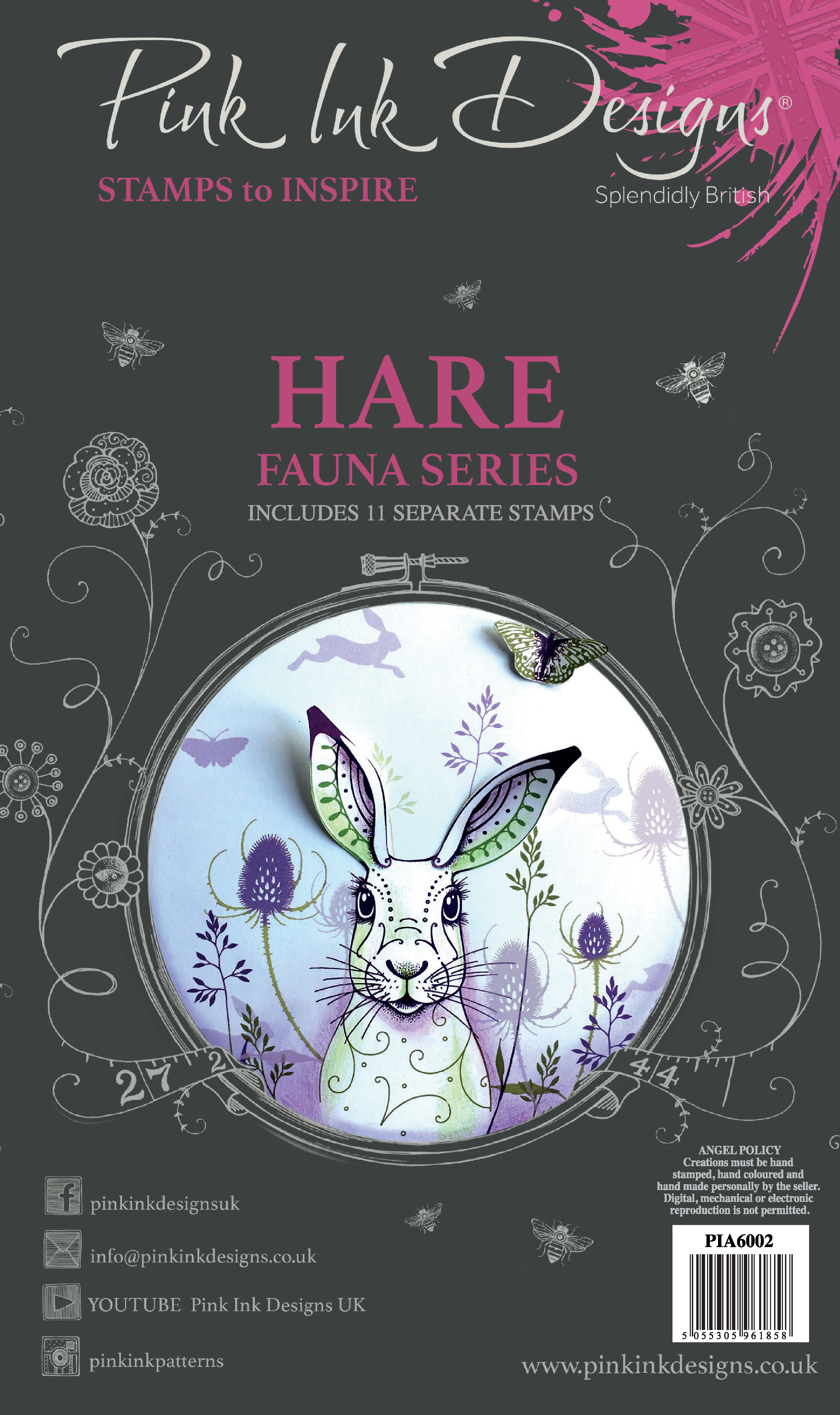 Pink Ink Designs Hare A6 Clear Stamp Set