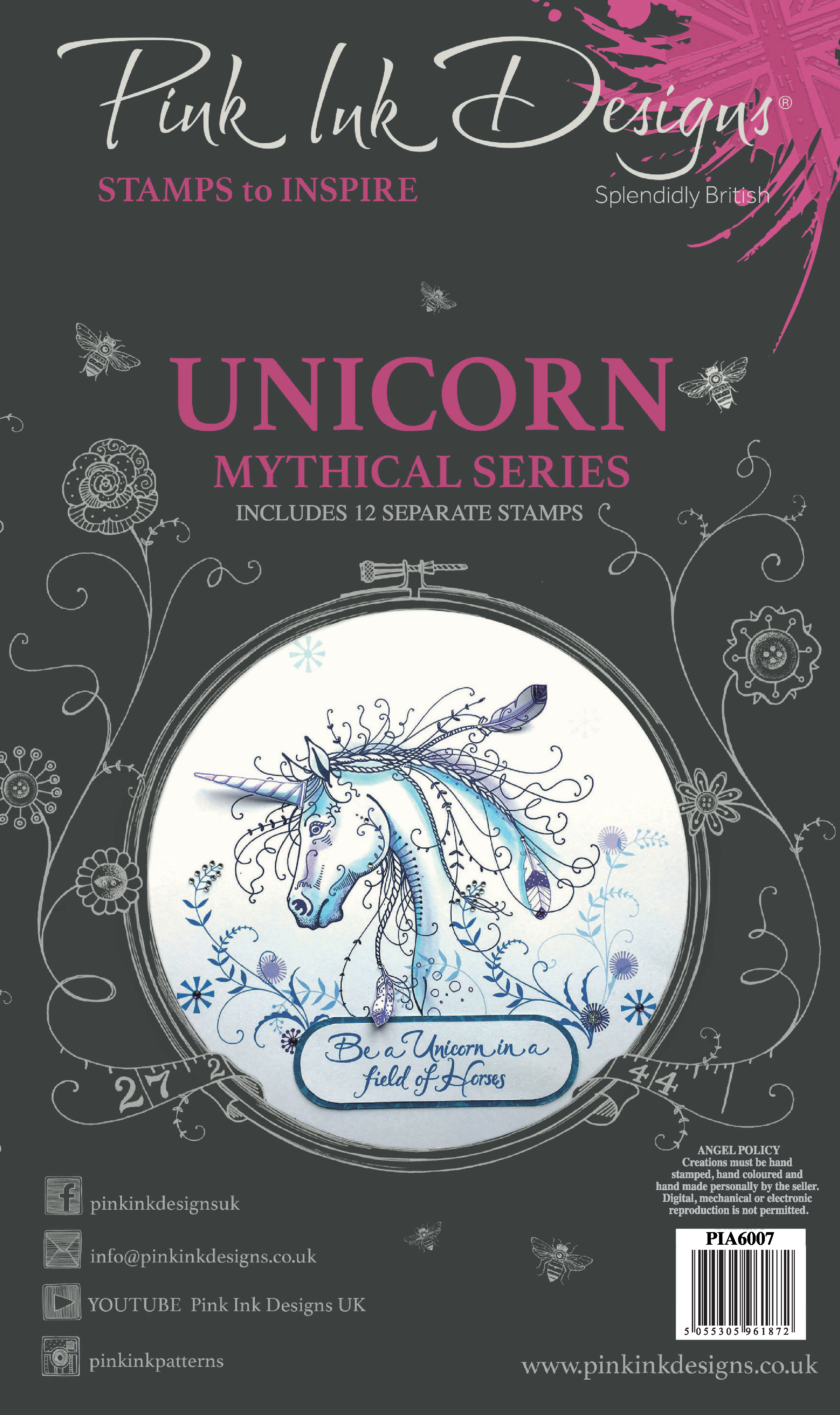 Unicorn A6 Clear Stamp Set Pink Ink Designs