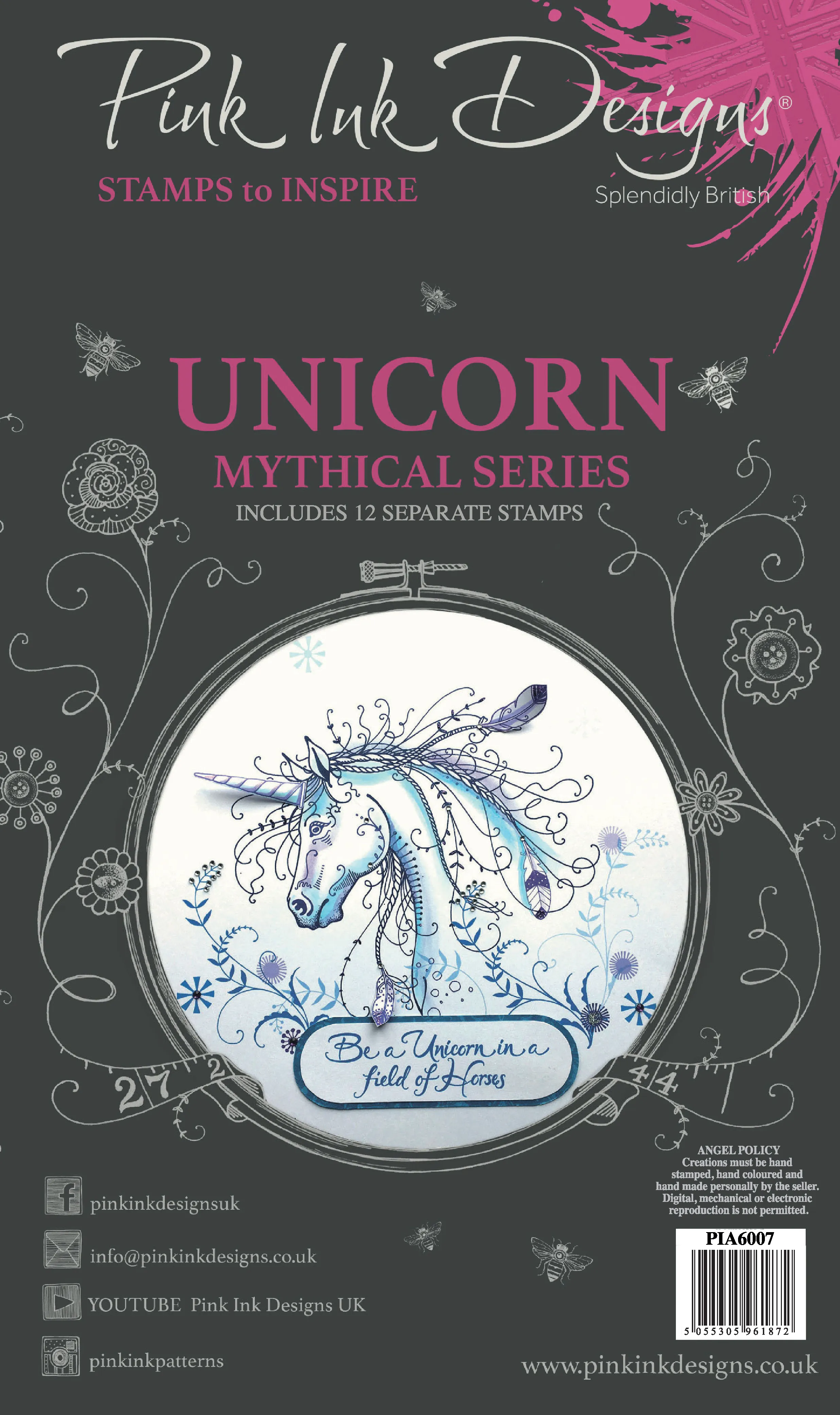 Unicorn A6 Clear Stamp Set Pink Ink Designs