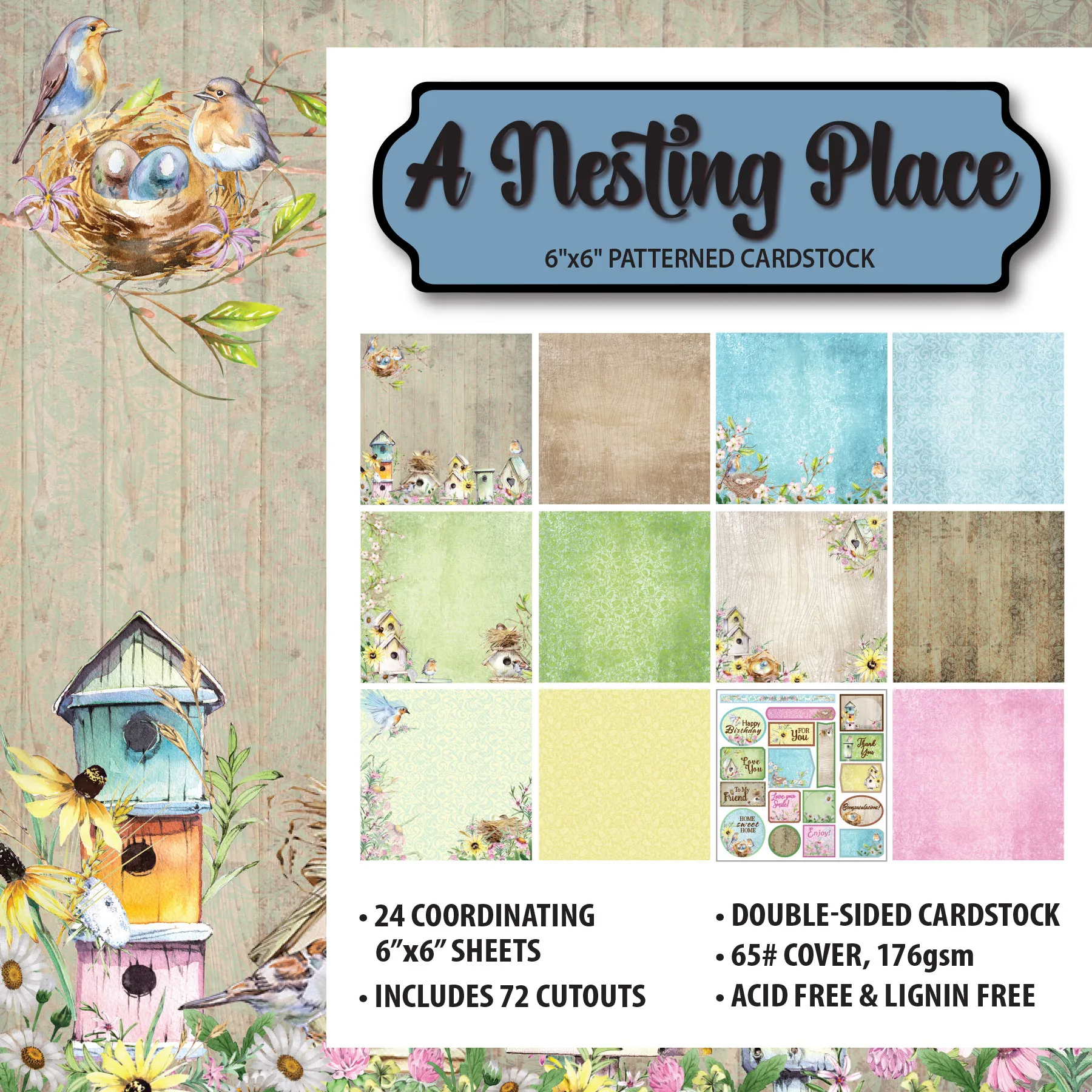 6x6 A Nesting Place Patterned Cardstock,