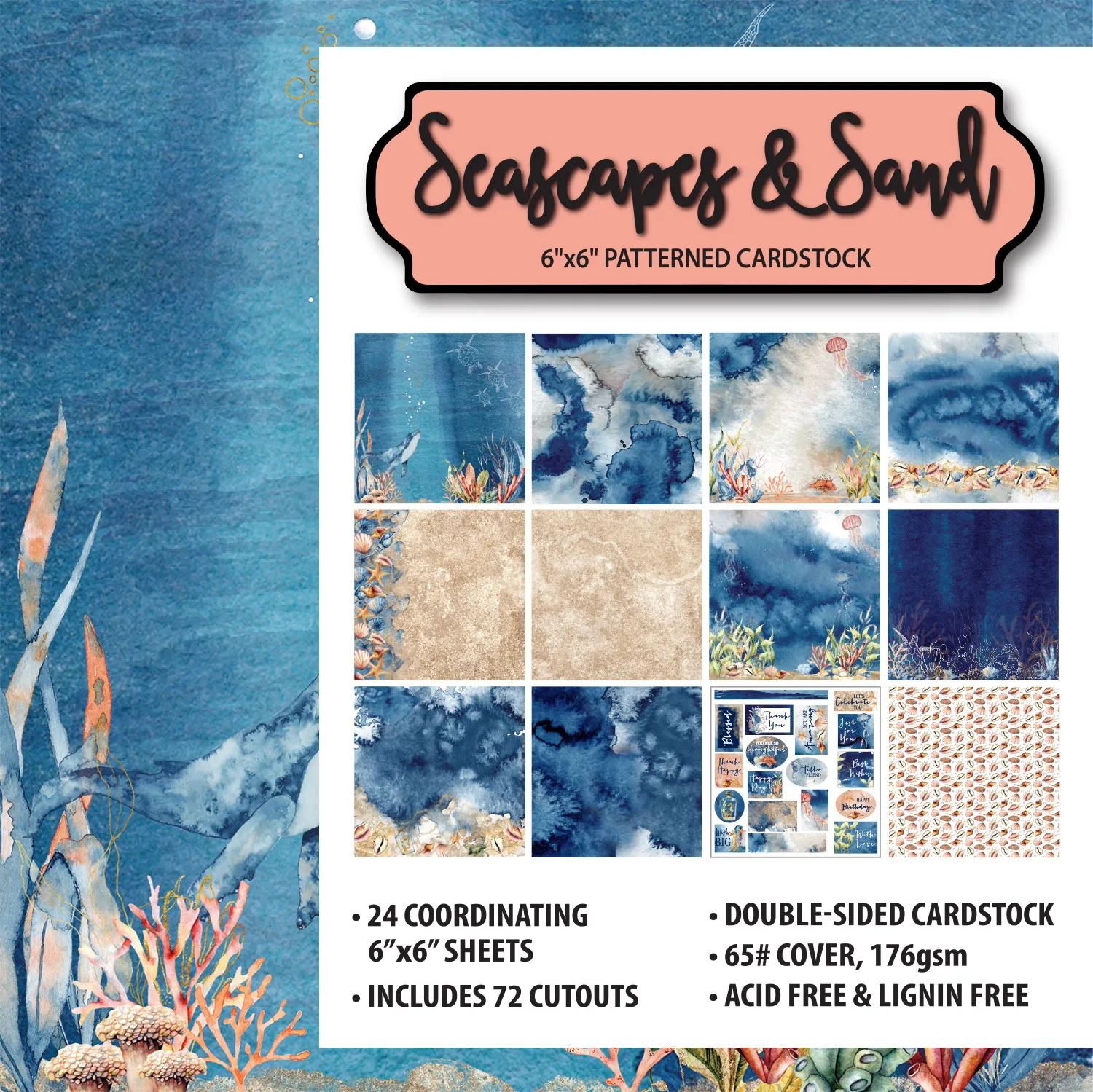 6x6 Seascapes & Sand Patterned Cardstock