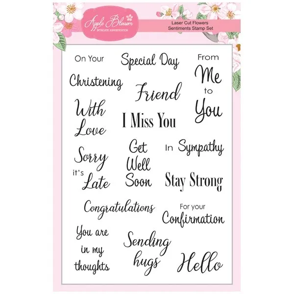 Flowers Sentiments A5 Stamp Set laser Cut by Apple Blossom