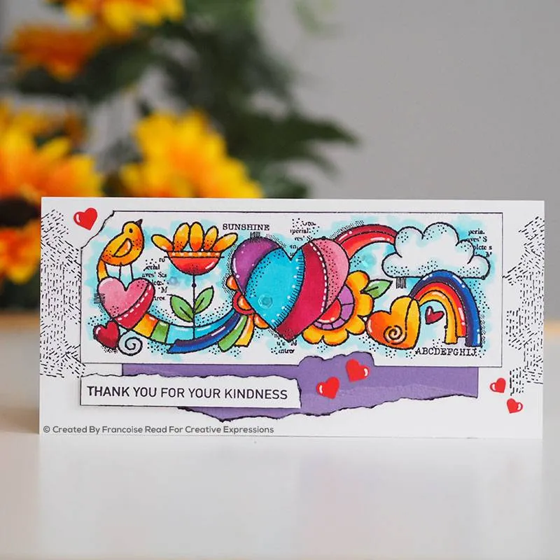 Heart Border 8 in x 2.6 in stamp Woodware Clear Singles