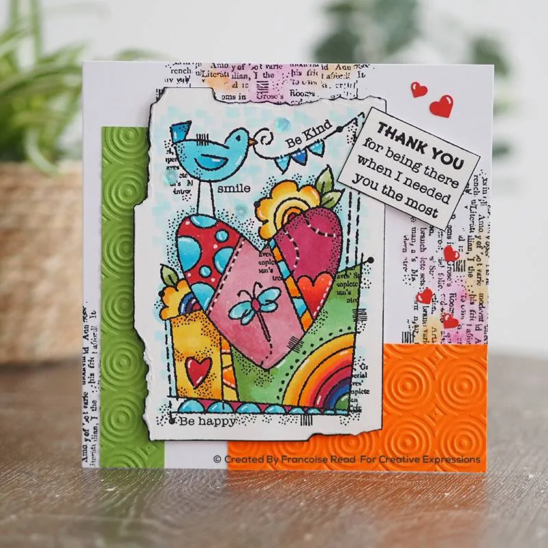 Rainbow Heart 4 in x 6 in Stamp Woodware Clear Singles