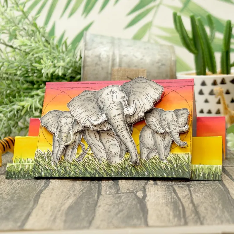 March of the Elephants A6 Stamp Set For the Love of Stamps