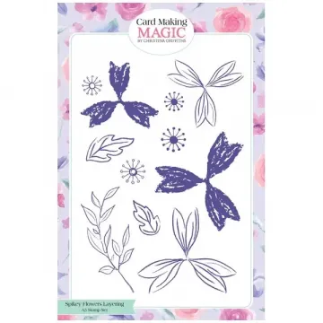 Spikey Flowers Layering Stamps  Card Making Magic A5 Stamp Set Designer Card Fronts