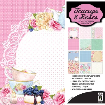Teacups and Roses 12x12 Patterned Cardstock