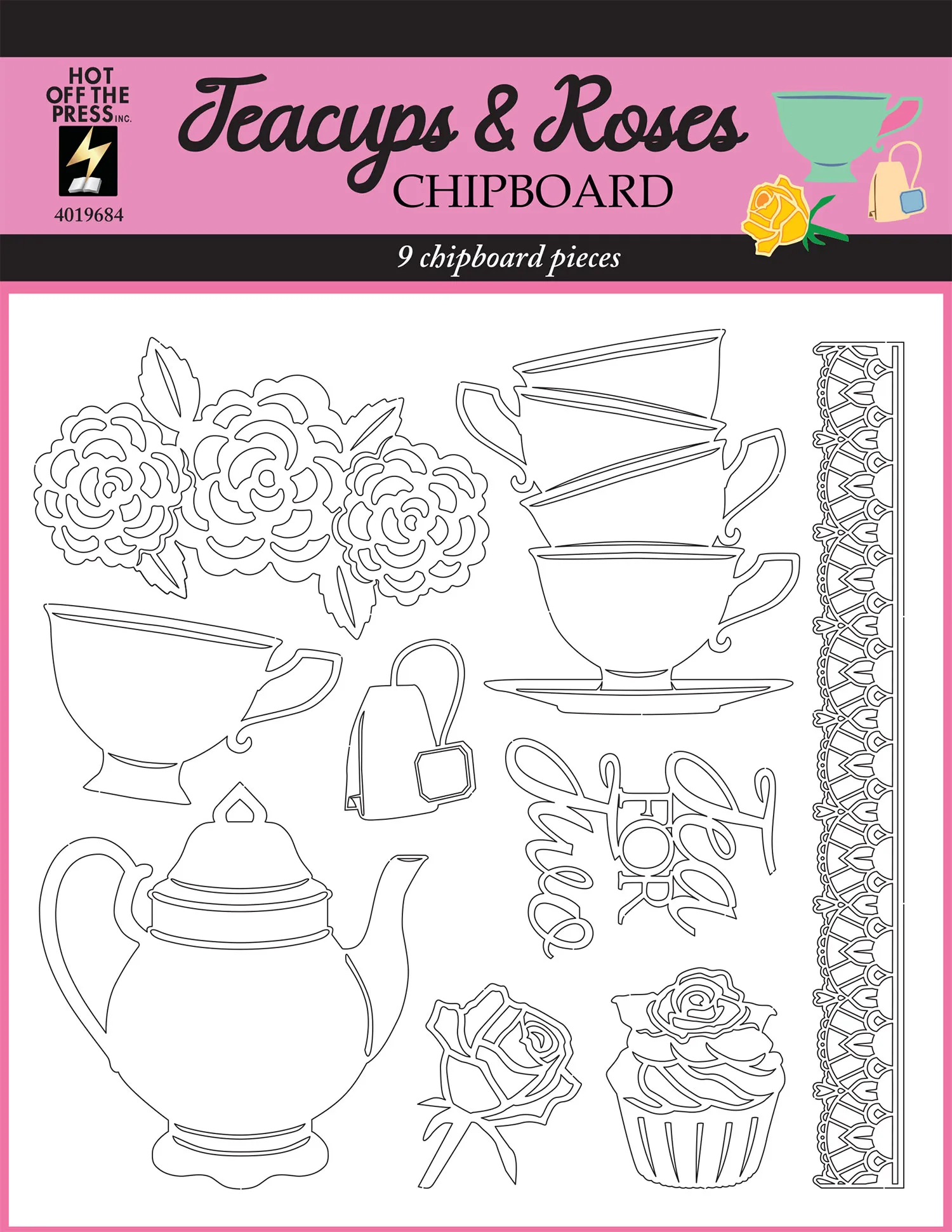 Teacups and Roses Chipboard
