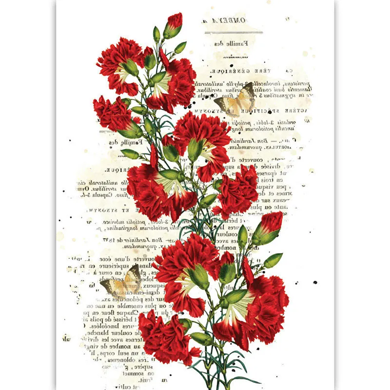 Reverse Red Carnations Transfer Me Sheet