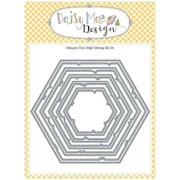 Nested Hexagons Torn Edge Does, Set of 10
