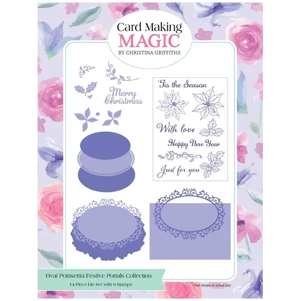 Poinsettia Die Stamp Combo Oval Festive Portals by Card Making Magic