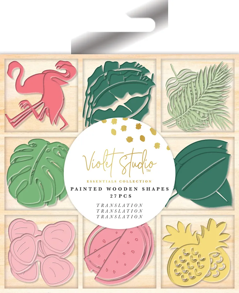 Tropical Painted Wooden Shapes, 27pcs by Violet Studio