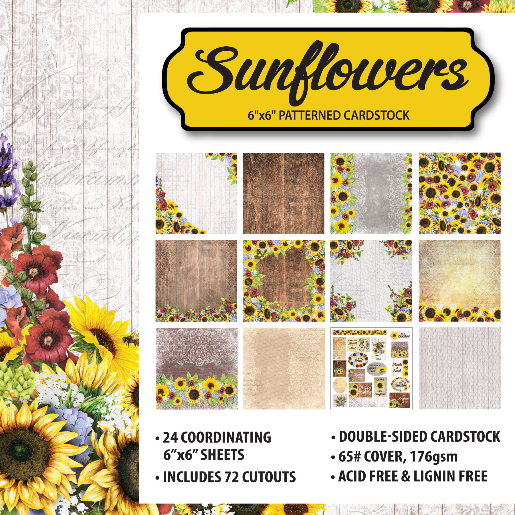 Sunflowers 6x6 Patterned Cardstock