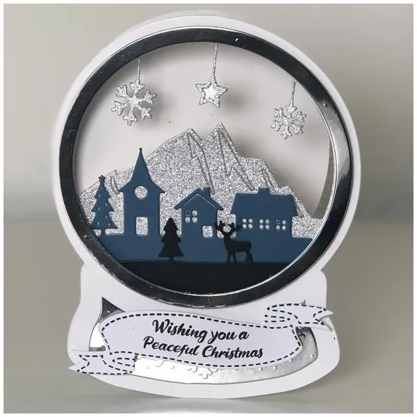 Snow Globe 6x6 Shaped Card Die Set by Apple Blossom, Festive Globes