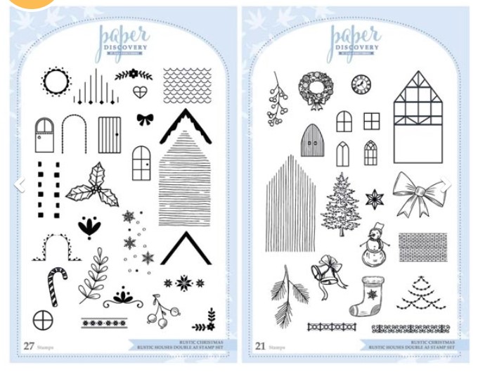 Rustic Houses A5 Double Stamp Set, Rustic Christmas by Paper Discovery