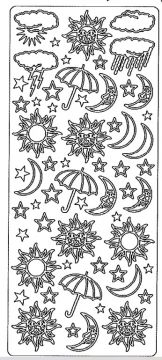 Silver Sun Moon Stars Peel Off Stickers