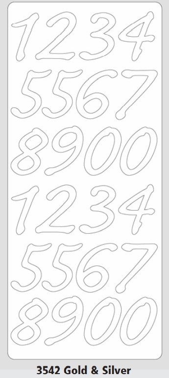 Large Numbers Silver Peel Off Stickers
