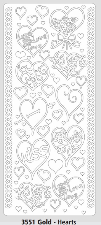 Hearts Silver Peel Off Stickers
