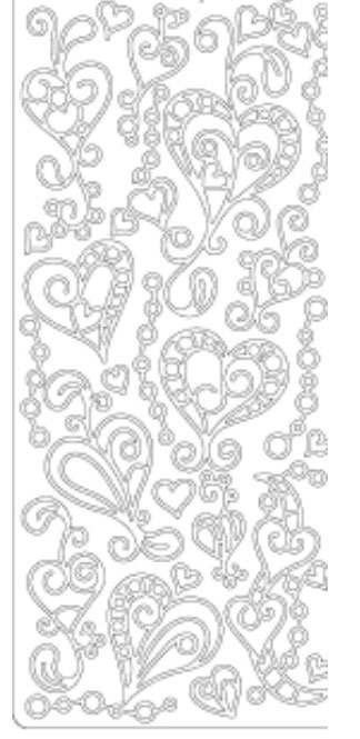 Swirl Hearts Silver Peel Off Stickers