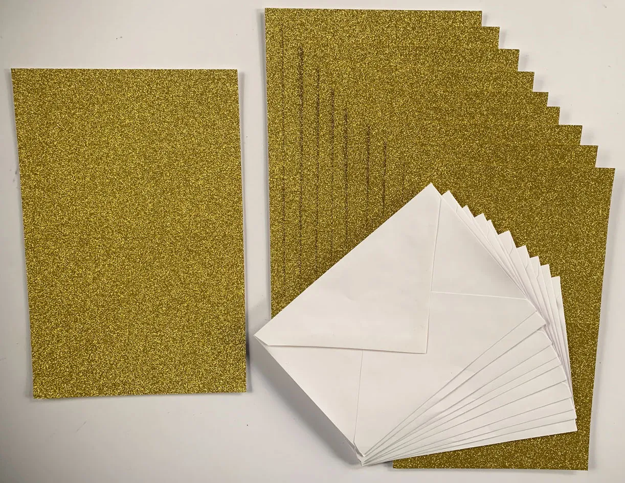 Gold Glitter 5x6.5 Cards & Envelopes, 10 pack