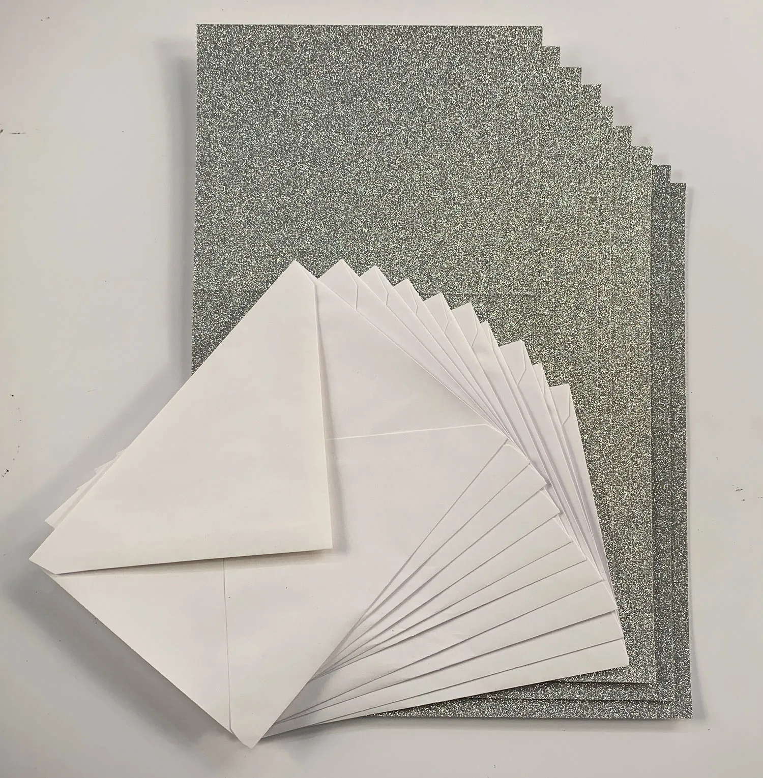 Silver Glitter Cards & Envelopes, 10 pack, 5x6