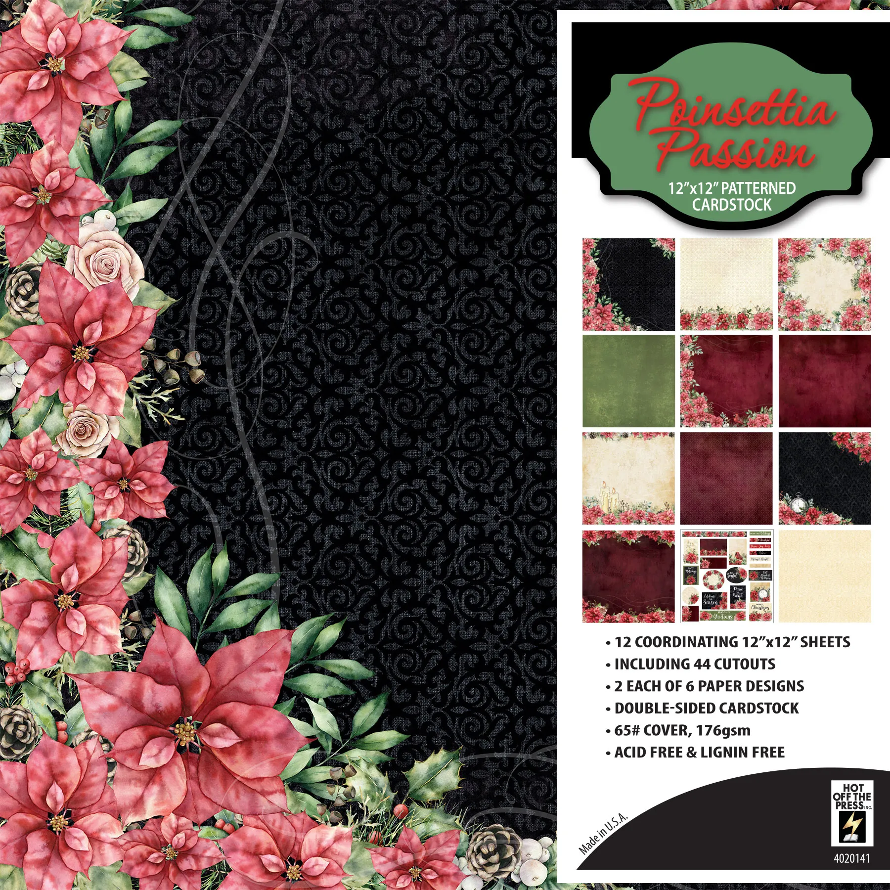 Poinsettia Passion 12x12 Patterned Cardstock
