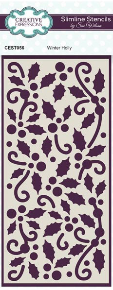 Winter Holly Slimline Stencil by Creative Expressions Sue Wilson