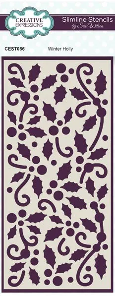 Winter Holly Slimline Stencil by Creative Expressions Sue Wilson
