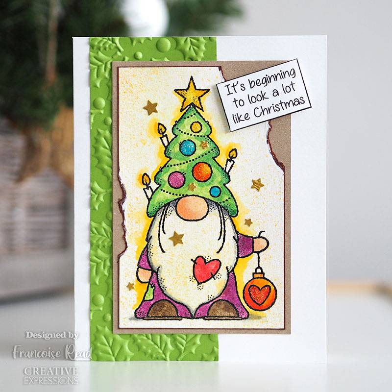 Christmas Tree Gnome 4x6 Clear Stamp by Woodware