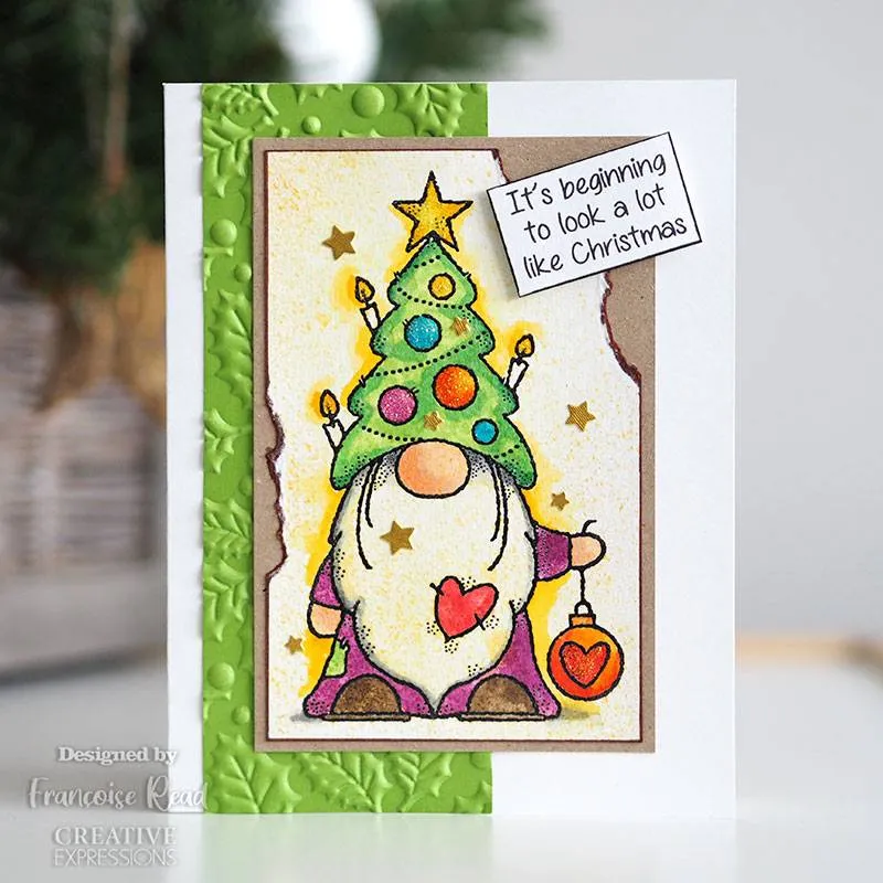 Christmas Tree Gnome 4x6 Clear Stamp by Woodware