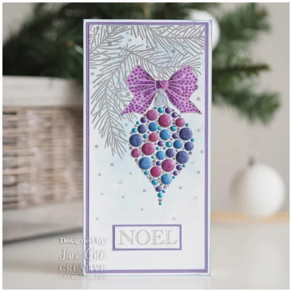 Bubble Bauble and Pine Branch 4x6 Clear Stamp by Woodware