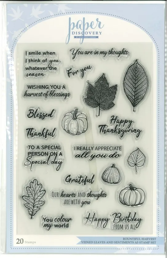 Veined Leaves and Sentiments A5 Stamp Set Bountiful Harvest by Paper Discovery