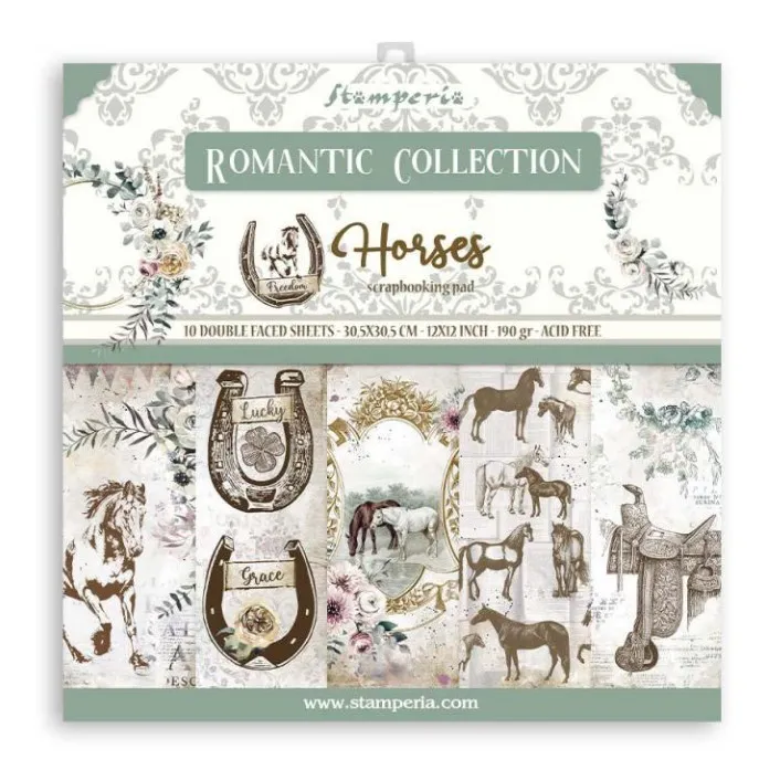 Romantic Horses 12x12 Scrapbooking Pad 10 sheets Double Face