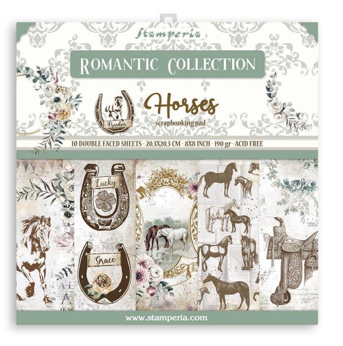 Romantic Horses 8x8 Scrapbooking Pad 10 sheets Double Face