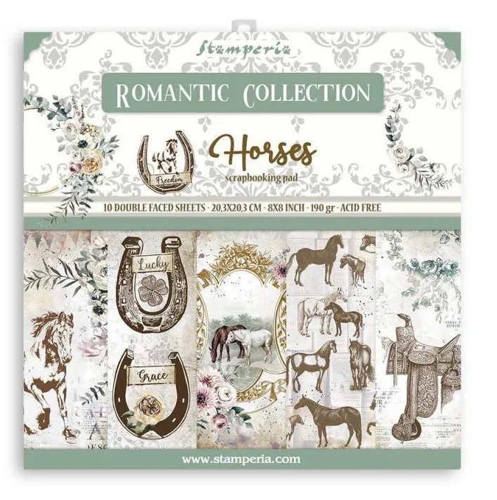Romantic Horses 8x8 Scrapbooking Pad 10 sheets Double Face