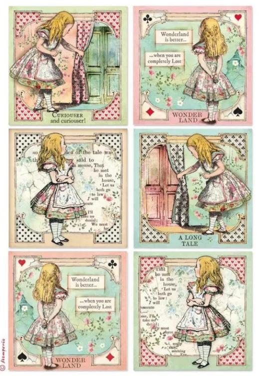 Alice in Wonderland Cards A4 Rice paper