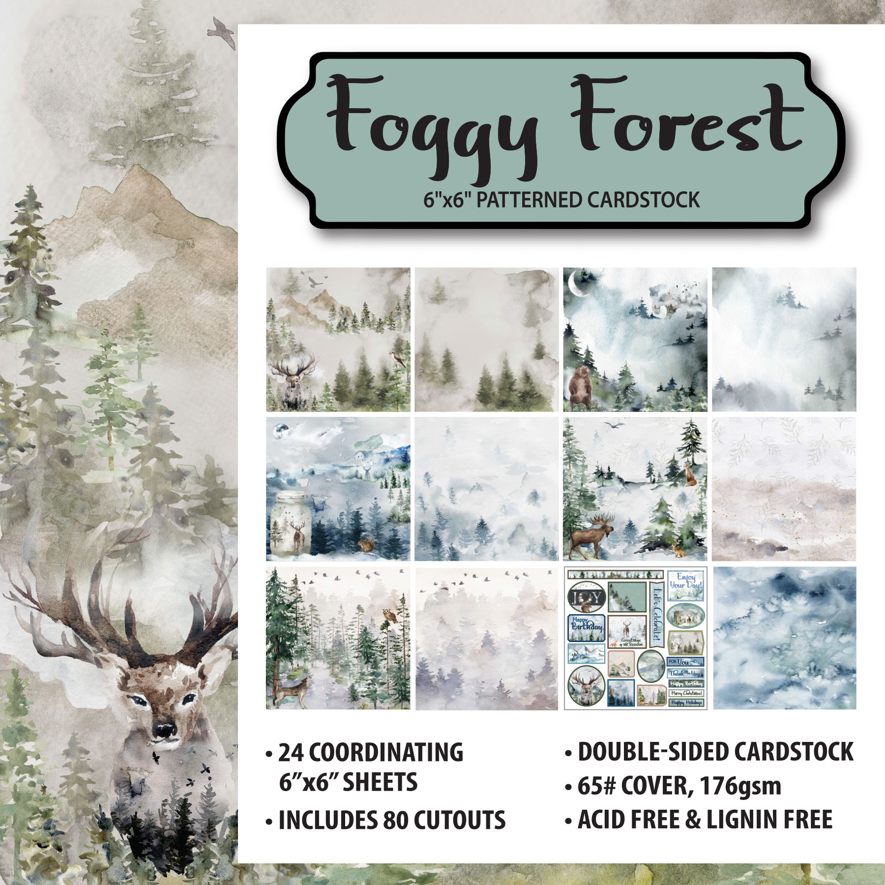 Foggy Forest 6x6 Patterned Cardstock