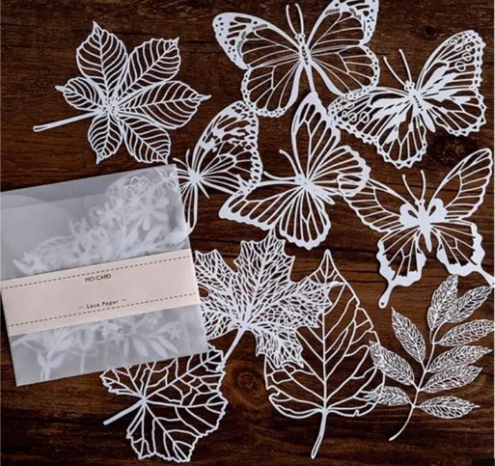 Butterflies/Leaves Lace Paper, 10 pieces