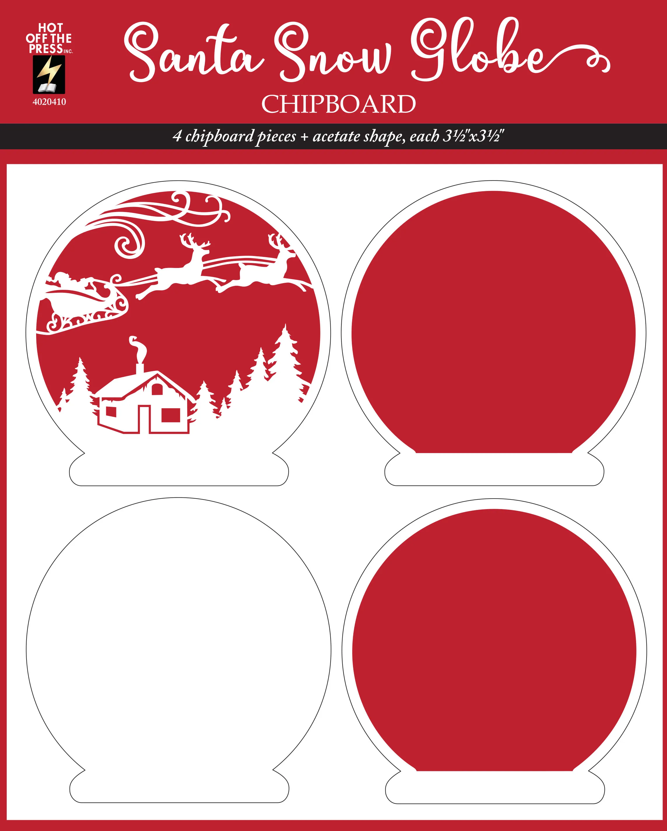 Santa Snow Globe Chipboard Set, 4 pieces