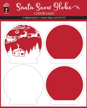 Santa Snow Globe Chipboard Set, 4 pieces