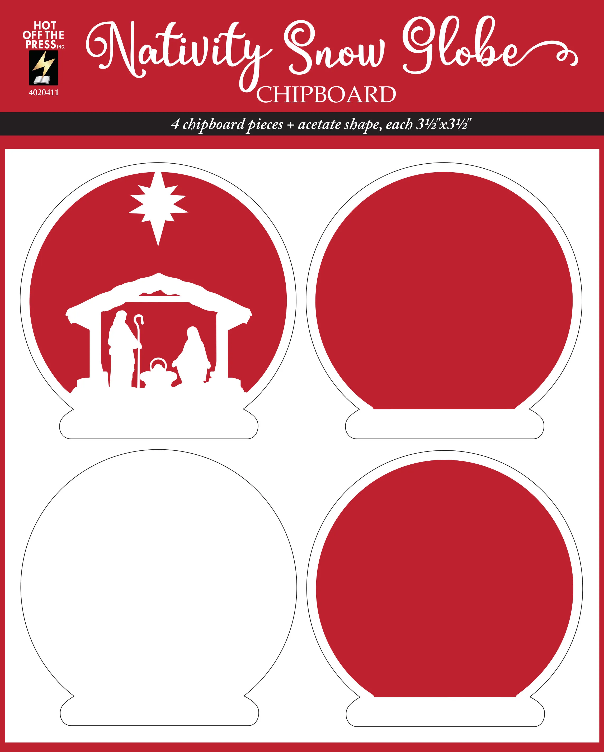 Nativity Snow Globe Chipboard Set