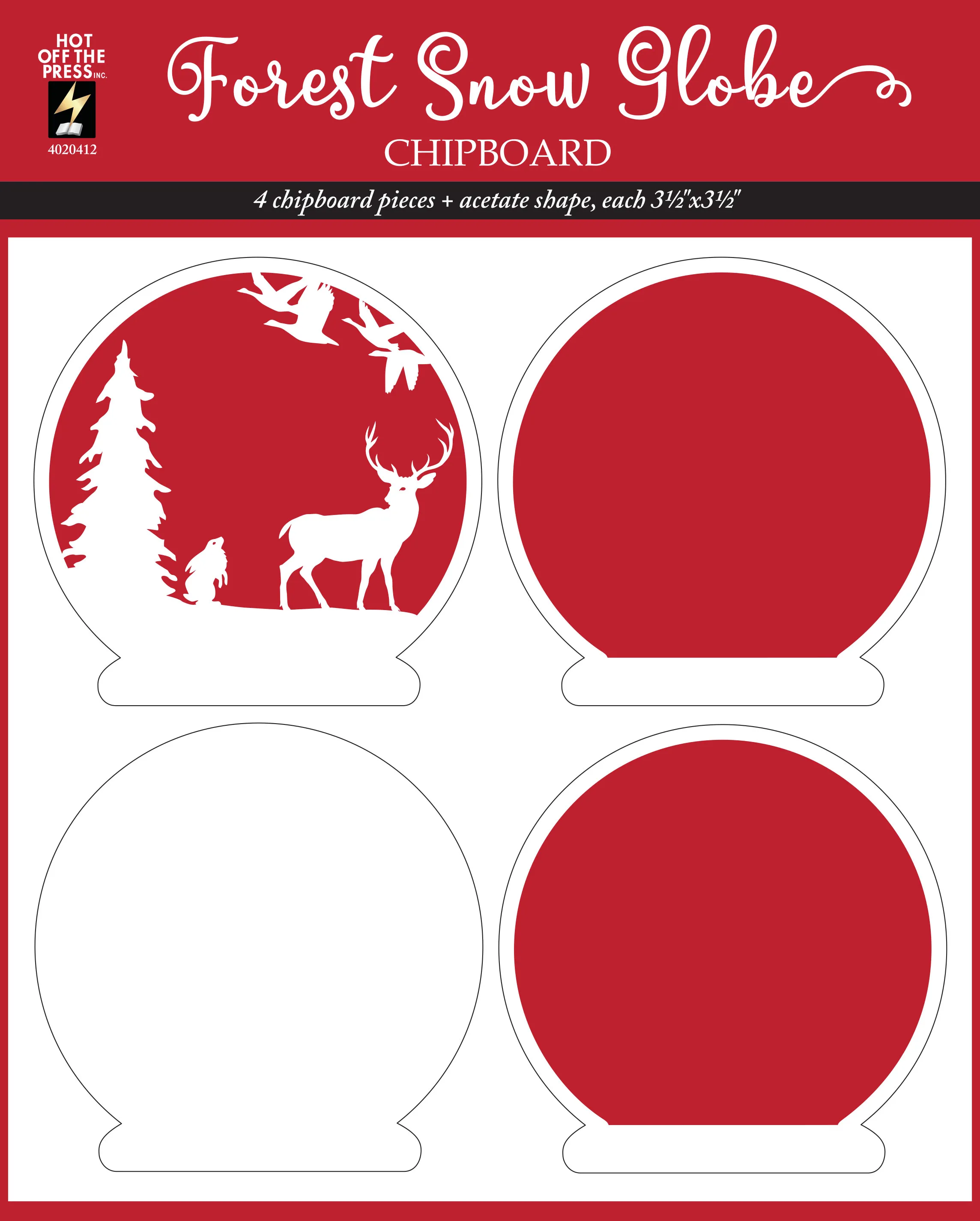 Forest Snow Globe Chipboard Set, 4 pieces